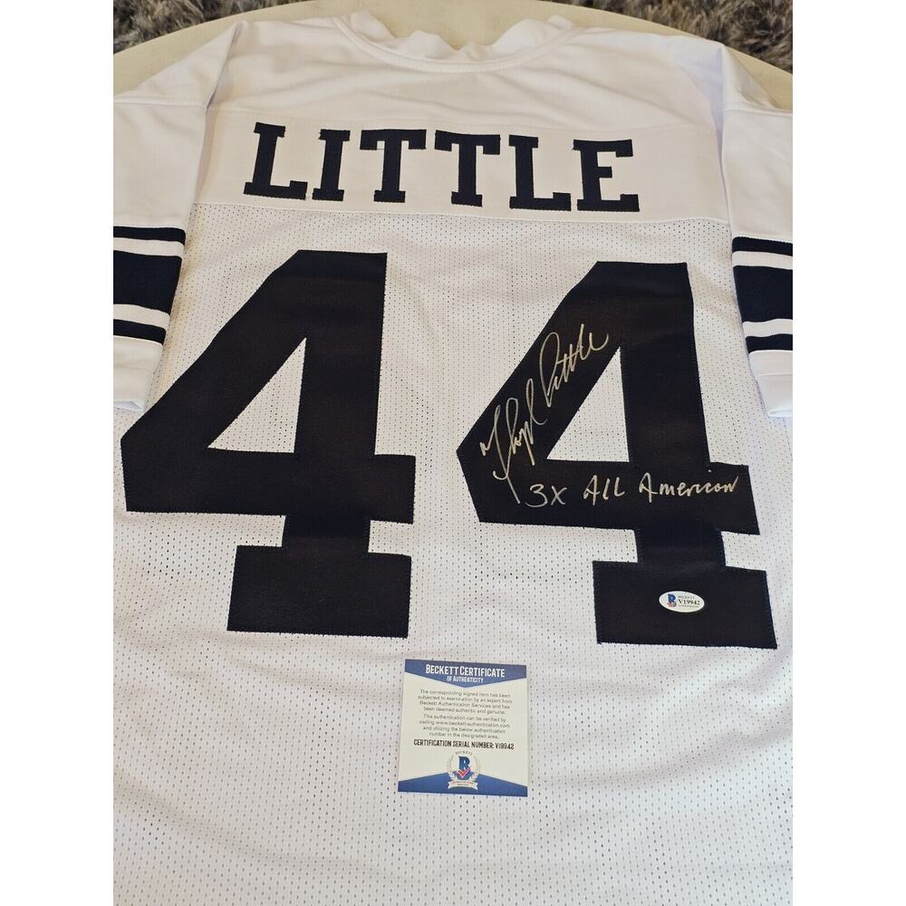 Floyd Little Autographed/Signed Jersey Beckett COA White Custom Jersey